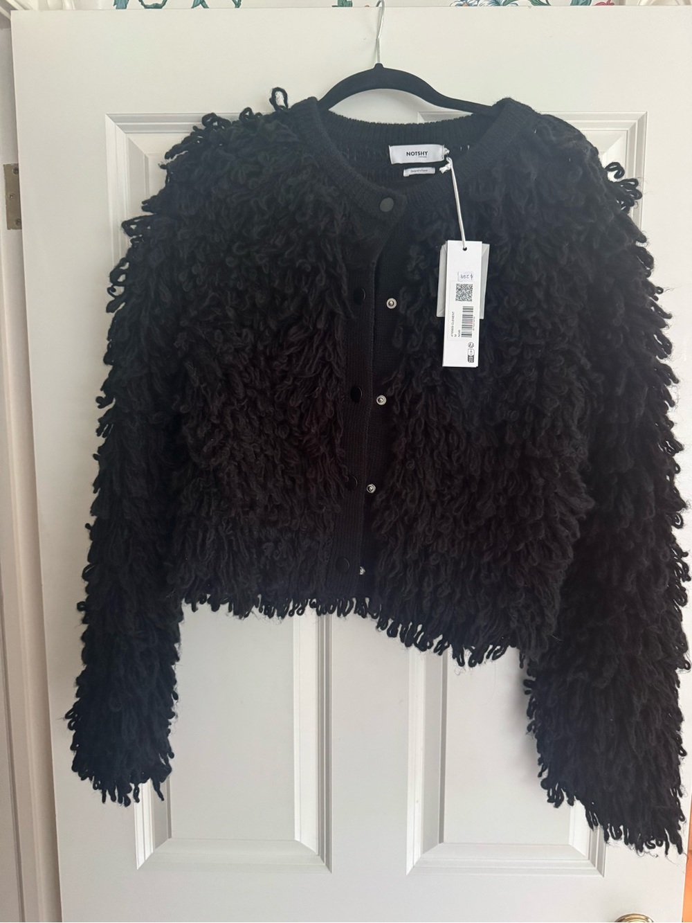 Black Loop Knit Cropped Jacket